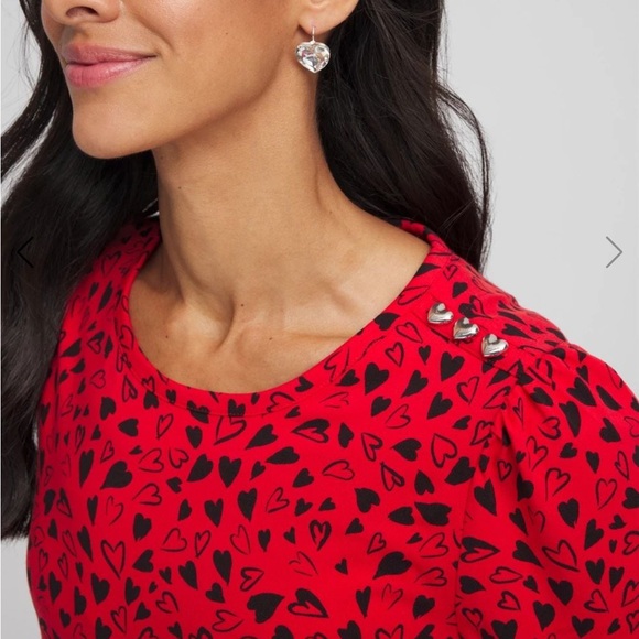 Chico’s Women’s Lover Girl Button Heart Tee - Picture 3 of 7